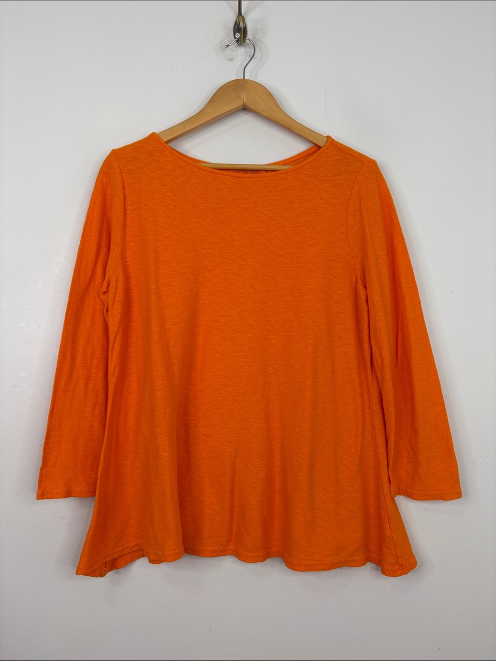 Cut Loose Top Womens Medium Large Cotton Linen Long Sleeve Round Neck T Shirt